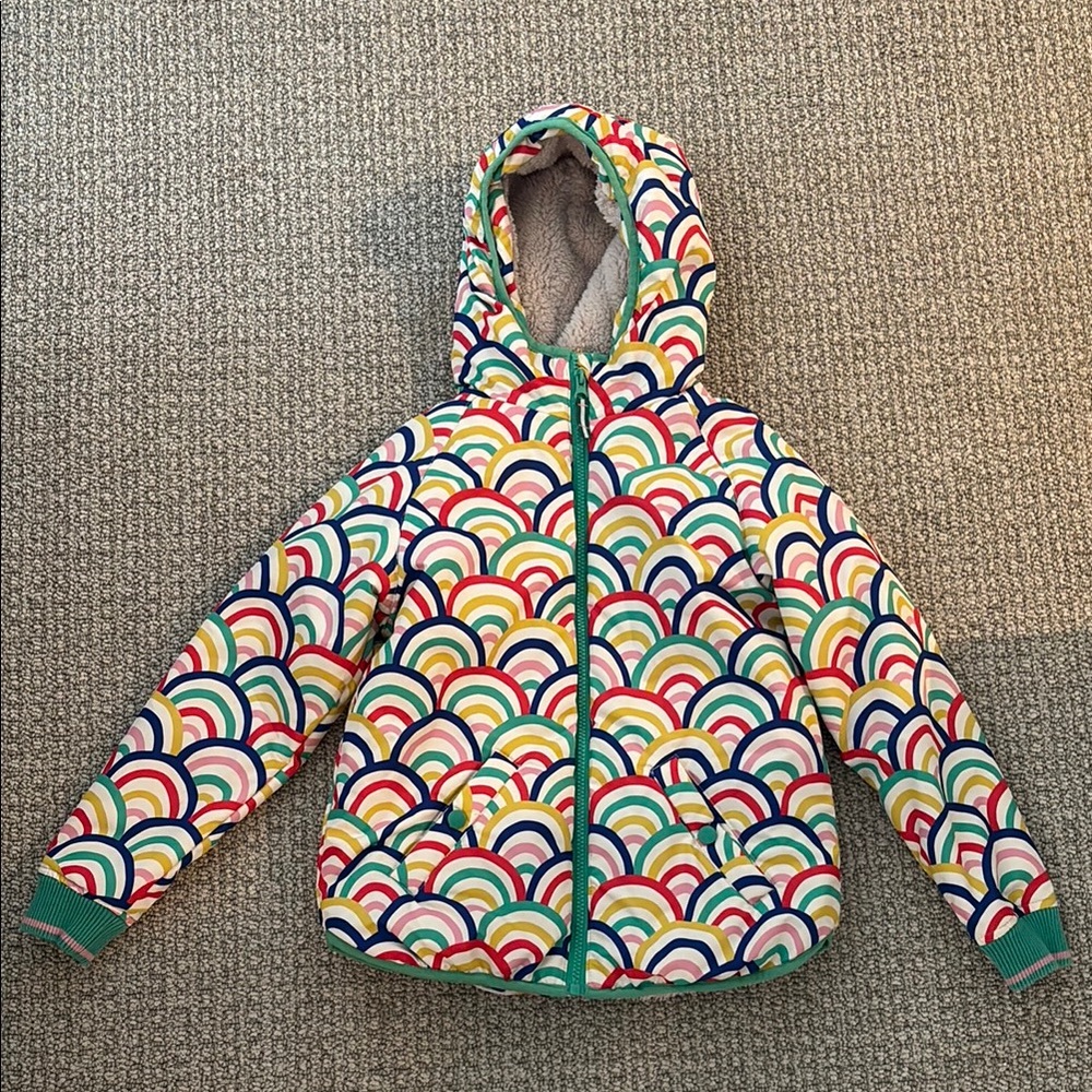 Mini Boden Rainbow Parka Coat 8/9Y